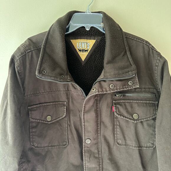 Levi's Men's Trucker Jacket Sherpa Lined Chore Barn Coat Zip Snap Brown Size XXL - Picture 2 of 10
